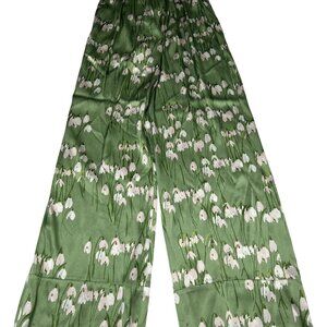 Bernadette Louis Floral Print Silk Blend Pajama Pants in Green